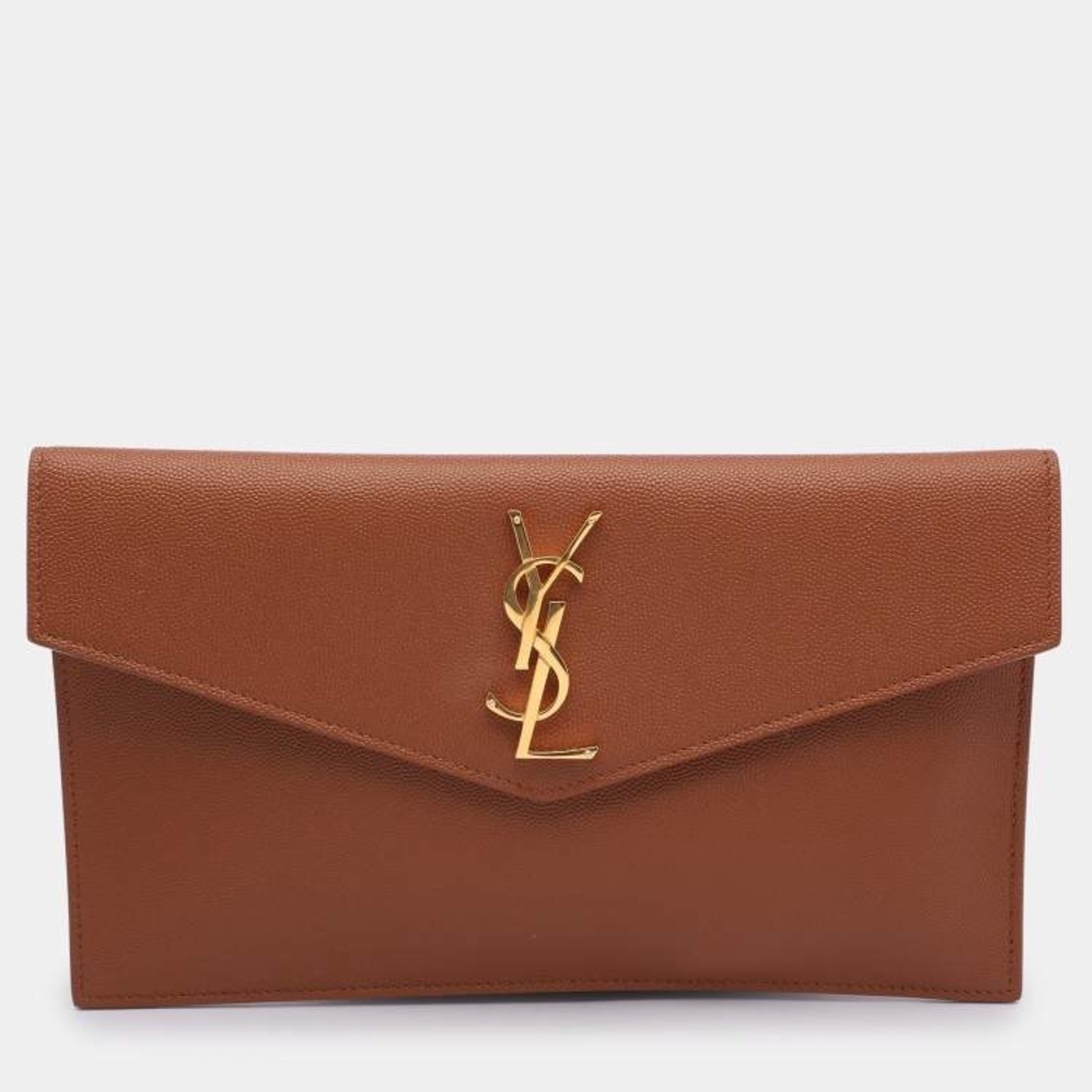 EUC Authentic YSL Uptown Clutch in Brick